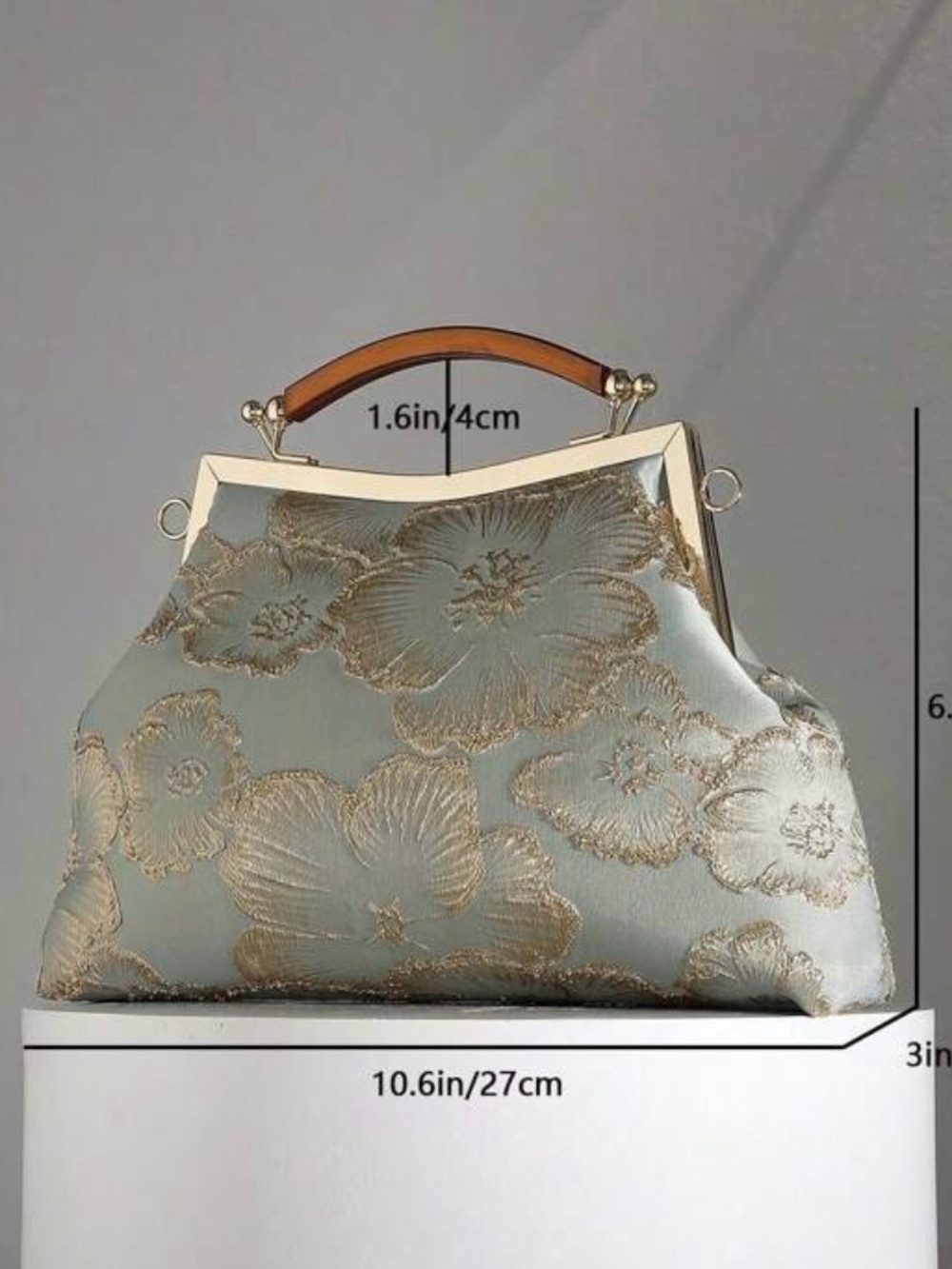 NEW Elegant Floral Top-Handle Bag with Shoulder Chain - Picture 7 of 7